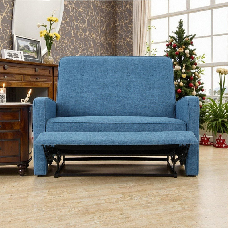 Fauteuil inclinable manuel en tissu d'ameublement durable, Bleu