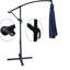 Parasol de patio extérieur à énergie solaire 10 pieds, imperméable, 8 nervures, manivelle, base croisée pour terrasse de jardin avec piscine, cour facile au bord de la piscine-952607441