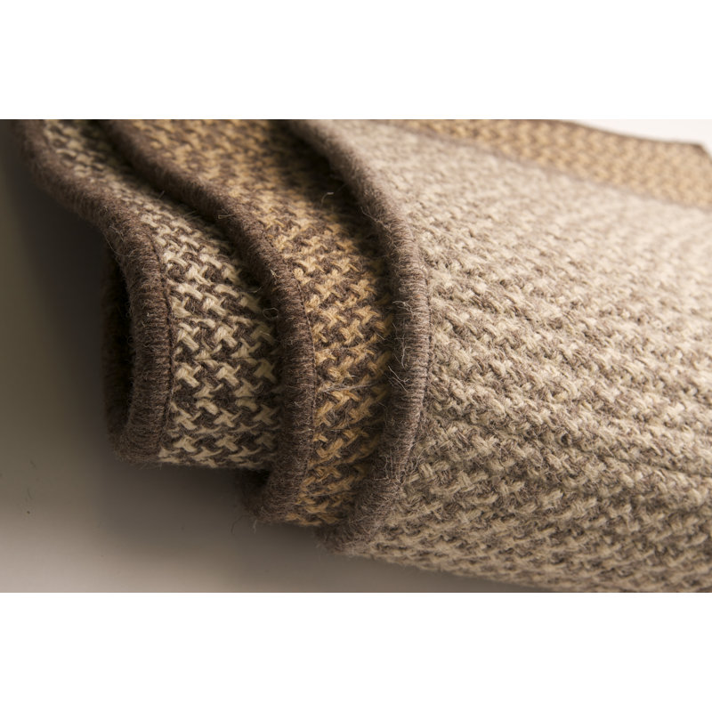 Tapis gris en fibres naturelles tissé à la main Houndstooth, Rectangle 6 pi x 9 pi