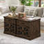 Table d'appoint de style champêtre de 60 cm de large avec station de recharge, table de chevet carrée avec tiroir et prise de courant.-7930505