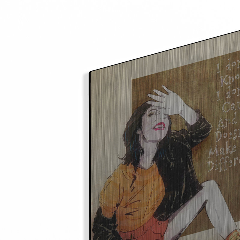 Ebern Designs «I Dont Care» par TM Borenstein, art mural en métal, H 24 po x l 16 po