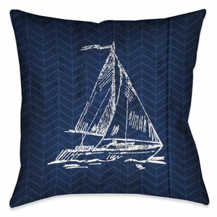 Primitive Coastal Sailboat Outdoor Decorative Pillow - Laural Home