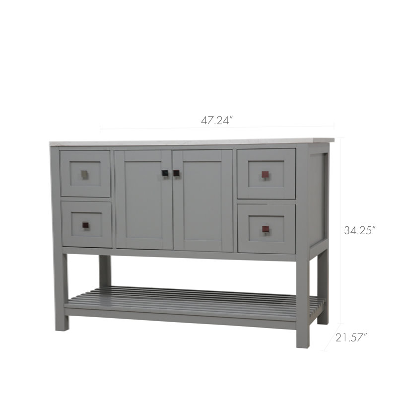 Meuble-lavabo simple 4 tiroirs Akaysha, Gris