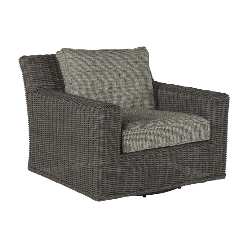 Rustic Patio Armchair with Cushions, Slate Gray, Welt, Intermix Bark