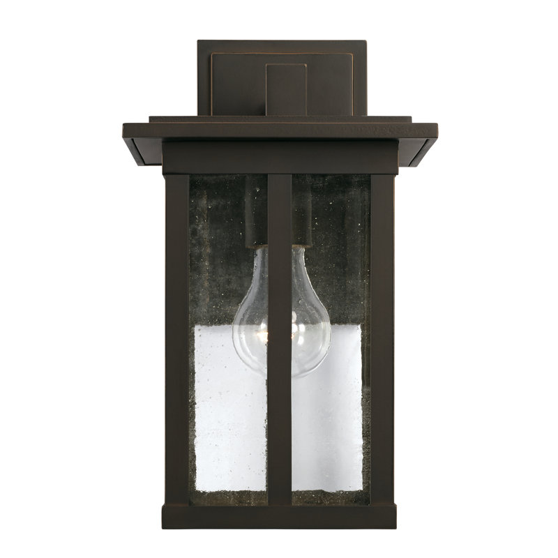 Lanterne murale d'extérieur en verre 12,25 po H, Bronze huilé