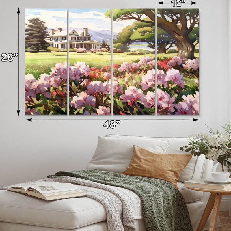 Rhododendron Blooms At Farm IV - Ensemble de décoration murale floral en métal