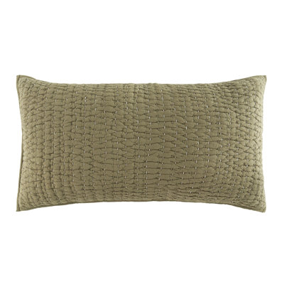Deepali Kantha Olive Quilted Sham