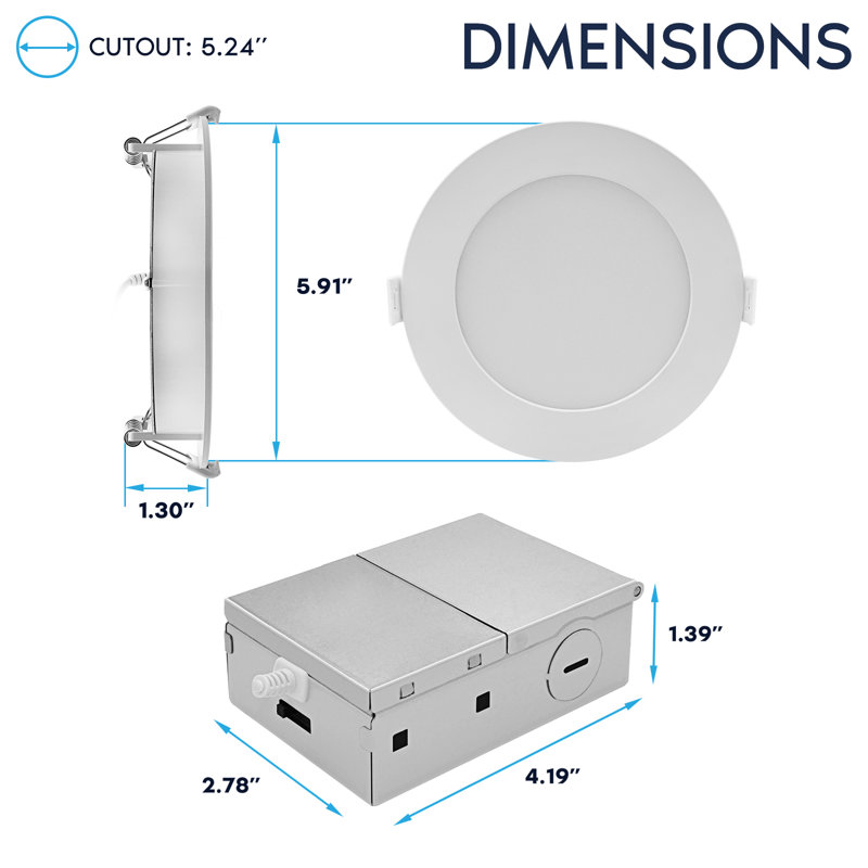 5 po LUXRITE Éclairage encastré à DEL, mini projecteur rétroéclairé ECO, 5CCT 2700K-5000K, 1200LM, 13W 100 ° à intensité variable, triac 10% à 100%, ETL, paquet de 16