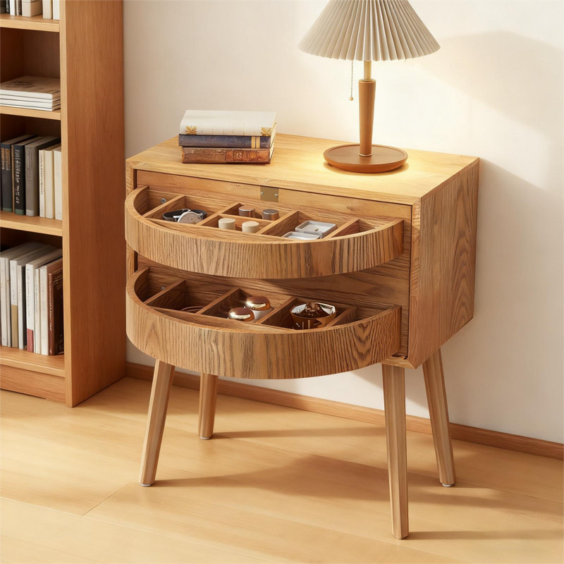 Rotating Hidden Compartment Nightstands, Natural