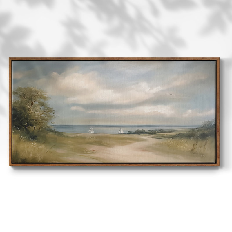 Série paysage - CV - Toile tendue avec châssis encadré - Prêt à être accroché, H 25 po x l 49 po, Noyer