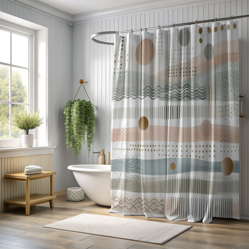 Rideau de douche standard 1 pièce Neutral Tones, H 74 po x l 71 po