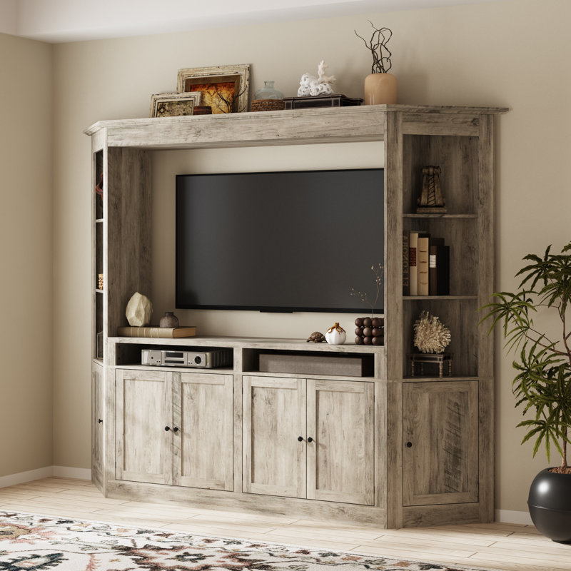 Meuble audio-vidéo l 100 po avec armoires de rangement et tablettes