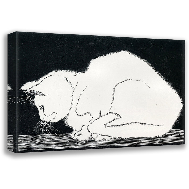 «White Cat» par M.C.Escher, toile tendue avec châssis, H 17 po x l 24 po