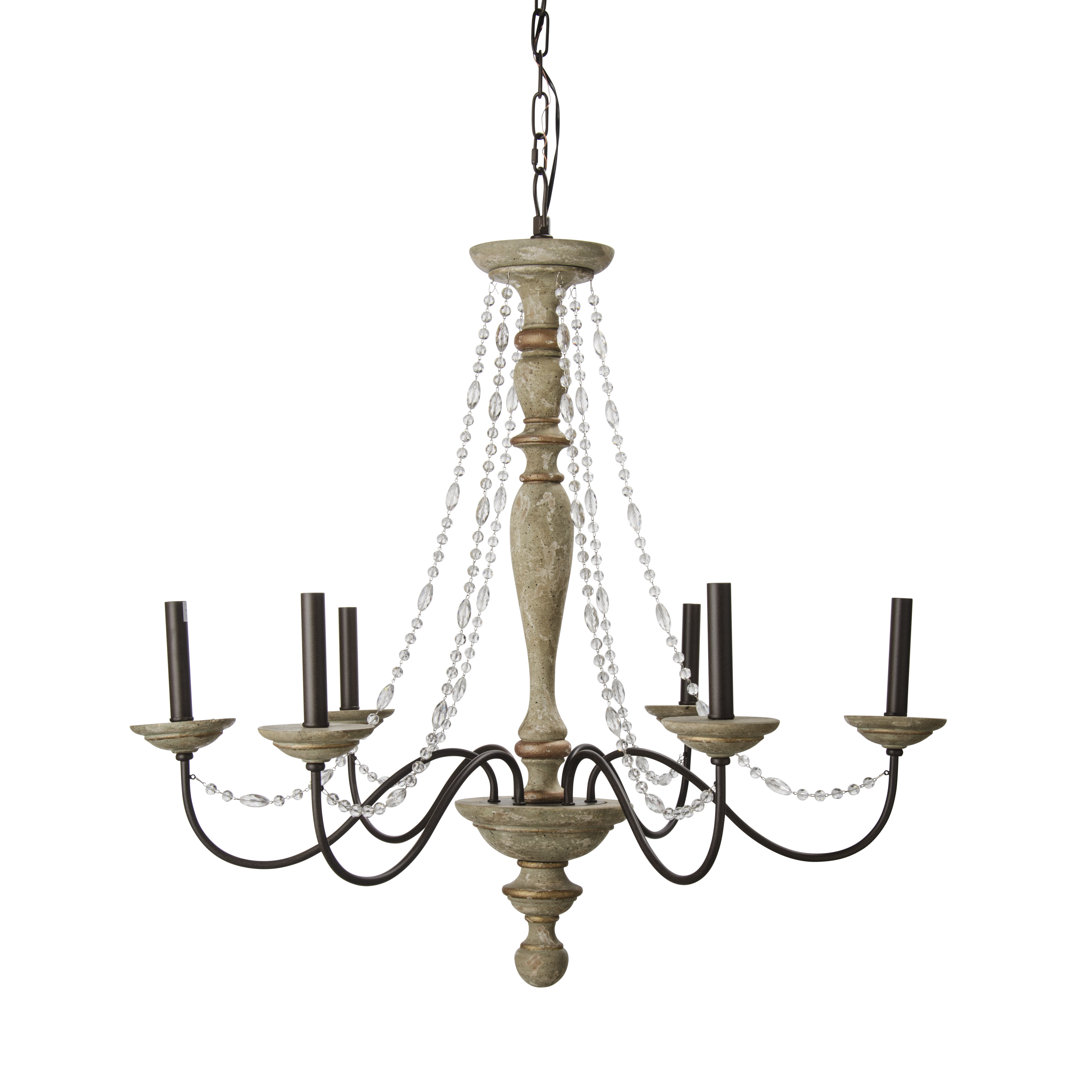 6 - Light Candle Style Classic Chandelier with Beaded Accents Ophelia & Co.
