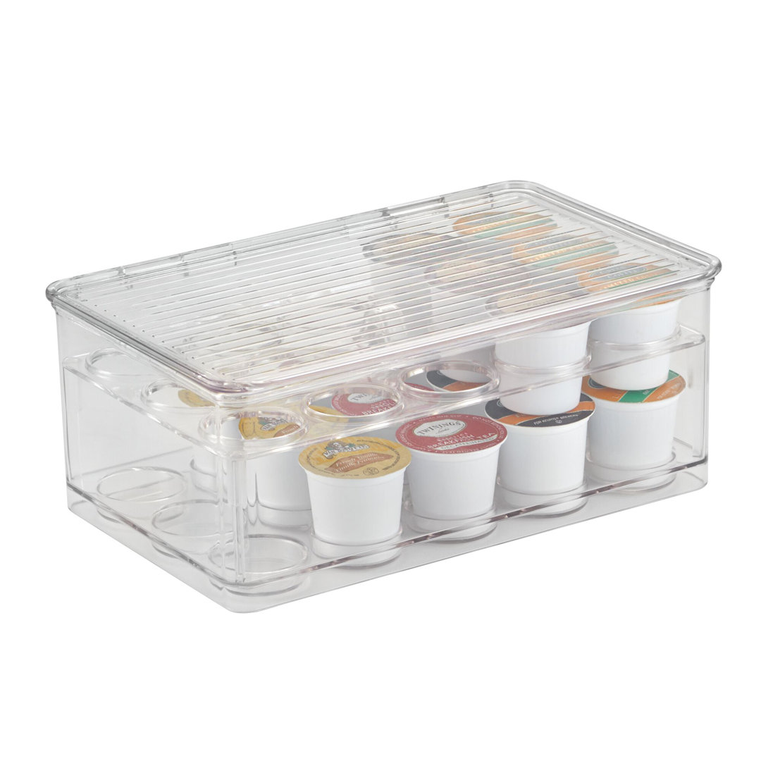 iDesign Plastic 2-Tier Coffee Pod Organizer with Lid, The Linus Collection - 7.25" x 10.75" x 4.25", Clear iDesign