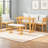 Modular 6-Piece Farmhouse Dining Set - Natural Wood & Cream Upholstery, Reconfigurable for Small Spaces