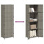 vidaXL Wooden Garden Storage Cabinet, Durable Poly Rattan, Water-Resistant, 4 Compartments, Outdoor Storage Cabinet, Powder-Coated Steel Frame, Solid Acacia Wood Knobs, 23.2"x15.7"x70.9", Grey-88344690