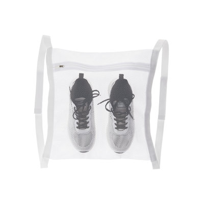 Paquet de 3 sacs à linge en maille grossière, filet à linge en polyester avec fermeture à glissière pour chaussures de sport et délicats, 15,75 po x 15,75 po, blanc réutilisable