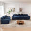 Canapés capitonnés en velours côtelé avec passepoil 2 + 3 places avec design antidérapant, sans assemblage pour les salons, appartements, studios-130117358
