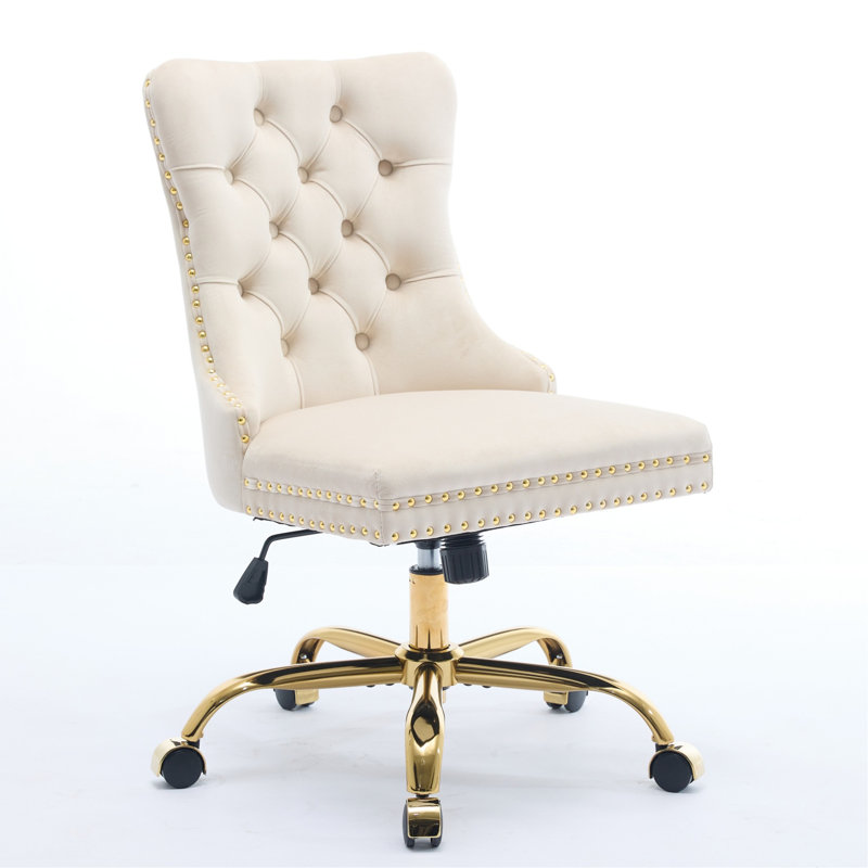 Fauteuil pivotant beige en velours de style américain Meghan, Beige