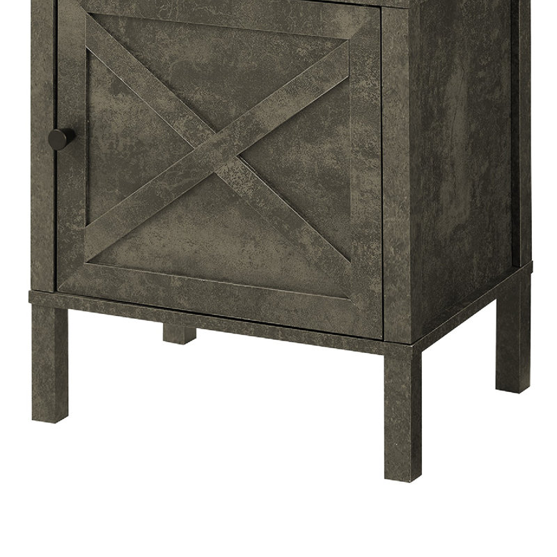 Table de bout d'appoint Dexa avec tablette ouverte, porte de grange, bronze foncé, Bronze foncé