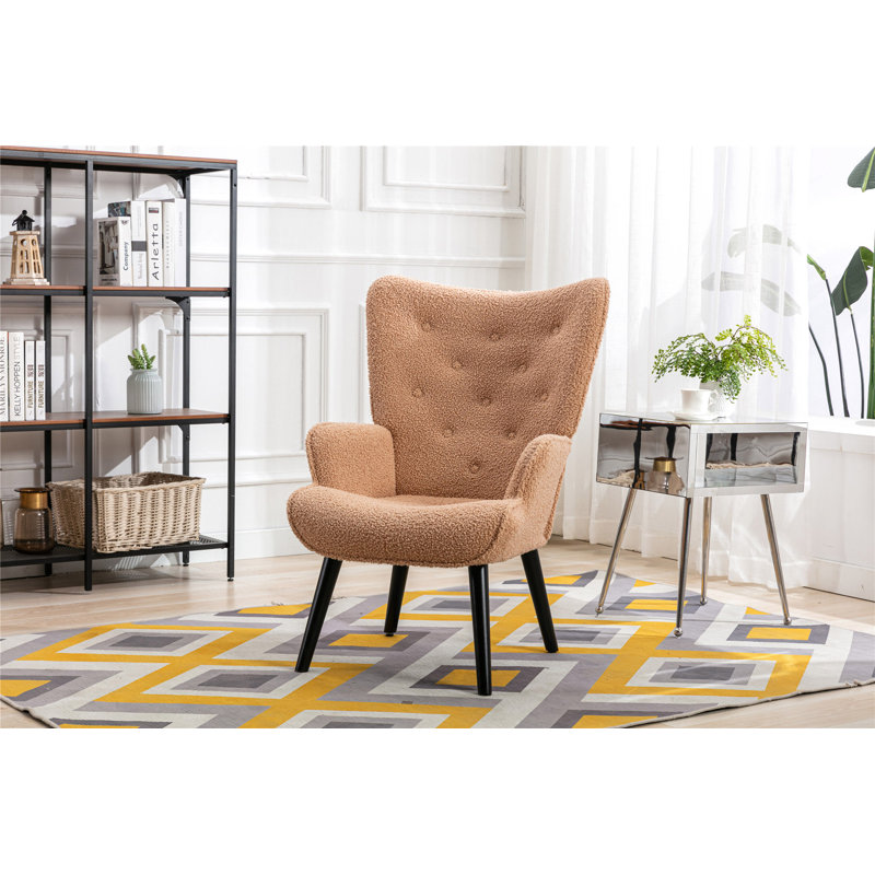 Fauteuil capitonné large de 29,87 po Kylamarie, Combinaison chameau