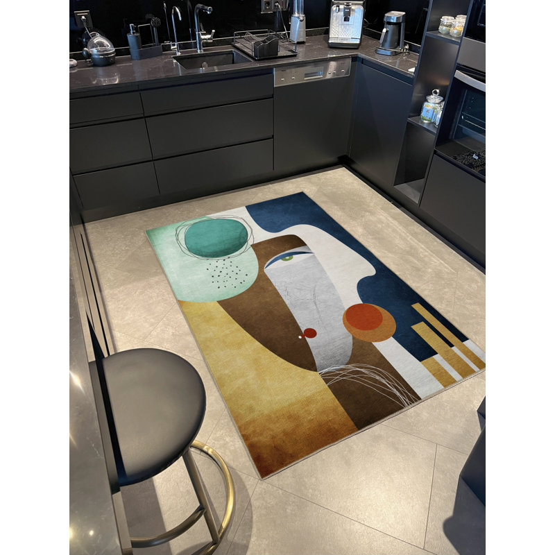 Tapis décoratif moderne multicolore à thème, Tapis de couloir 3 pi 3,37 po x 9 pi 10,11 po