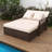 Patio Rattan Daybed Wicker Loveseat Sofa With Multifunctional Ottoman-1495310369