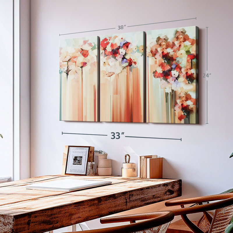 "Floral Abstract" sur toile, H 24 po x l 38 po x P 1,25 po