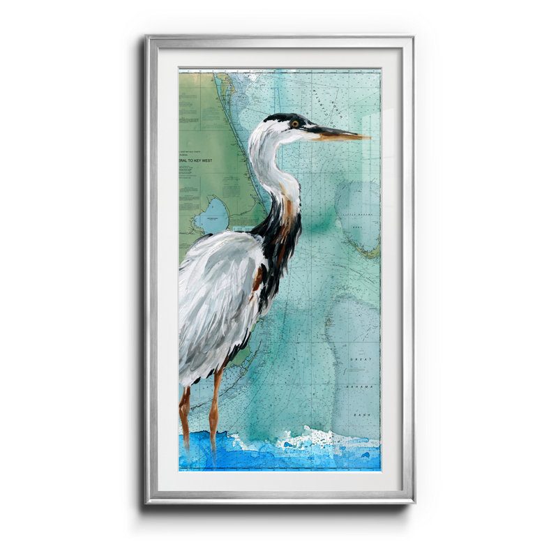 Key West Crane - impression sur impression, Argent, H 22,5 po x l 42,5 po x P 1,5 po