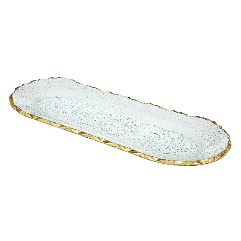 Harper Gold-Lined Crystal Oval Serving Tray