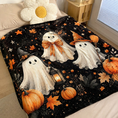 Jeté d'Halloween fantômes mignons, douillette douillette pour canapé, canapé, chambre à coucher, salon, décoration de la maison