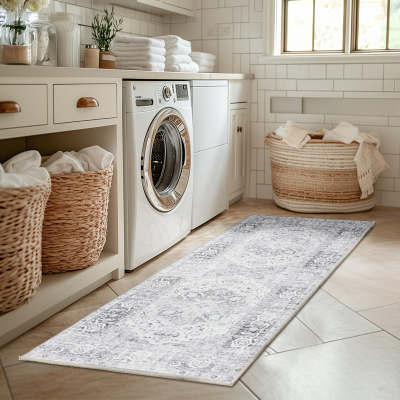 Chenille Mashine Washable Oriental Indoor Arae Rug with Non-Slip Backing for Bedroom Living Room Kitchen Entryway