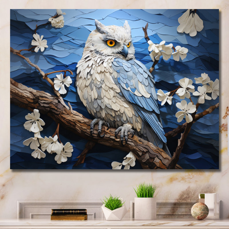 Blue Owl Nights Watch Pastoral sur toile, Toile tendue, H 12 po x l 20 po x P 1 po