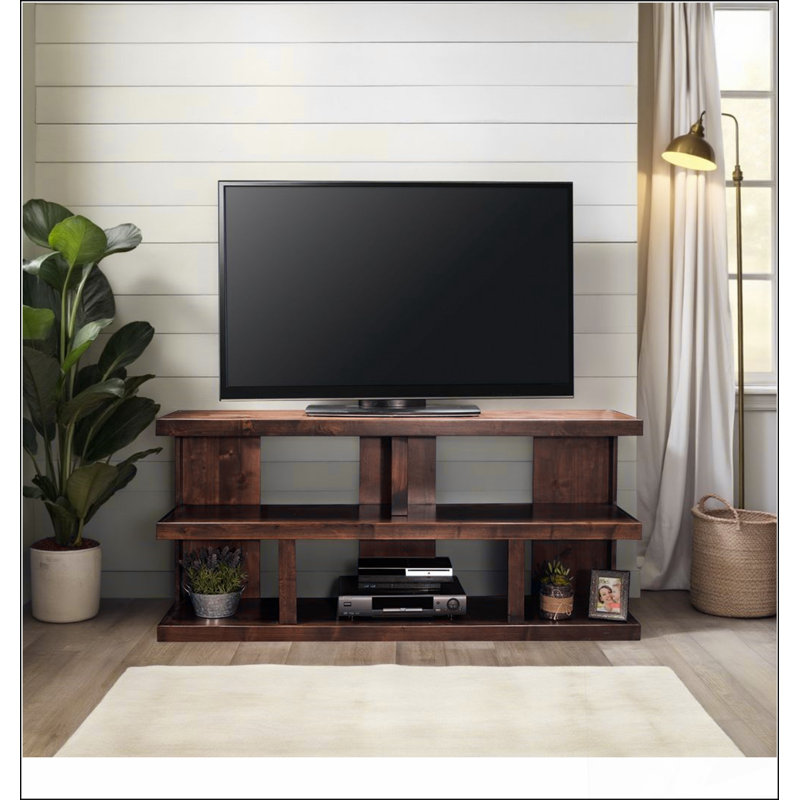 Console de 64 po pour téléviseur de 70 po ou moins, aucun assemblage requis, finition whisky