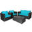 8 pièces Ensemble de conversation pour l'extérieur en rotin avec coussins turquoise-497796957