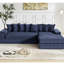 Nouveau lit convertible en L en velours côtelé 3 places, bleu, sans assemblage, 8 coussins, fonction d'espace-121369108-121369111