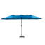 Grand parasol rectangulaire d'extérieur de 14,8 pi avec manivelle - bleu foncé pour les bains de soleil à double face dans la cour arrière