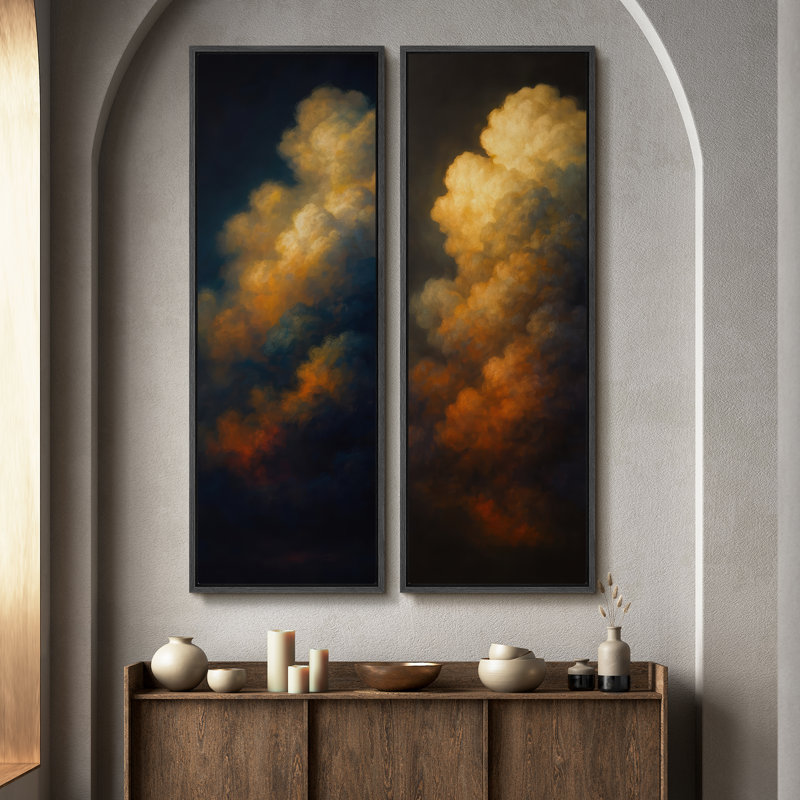 «Vintage Landscape Wall Art», ensemble de 2 toiles encadrées 20 x 60 pouces, Noir