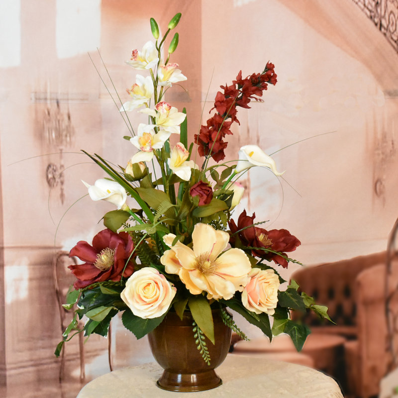 Faux Silk Arrangement in Vase
