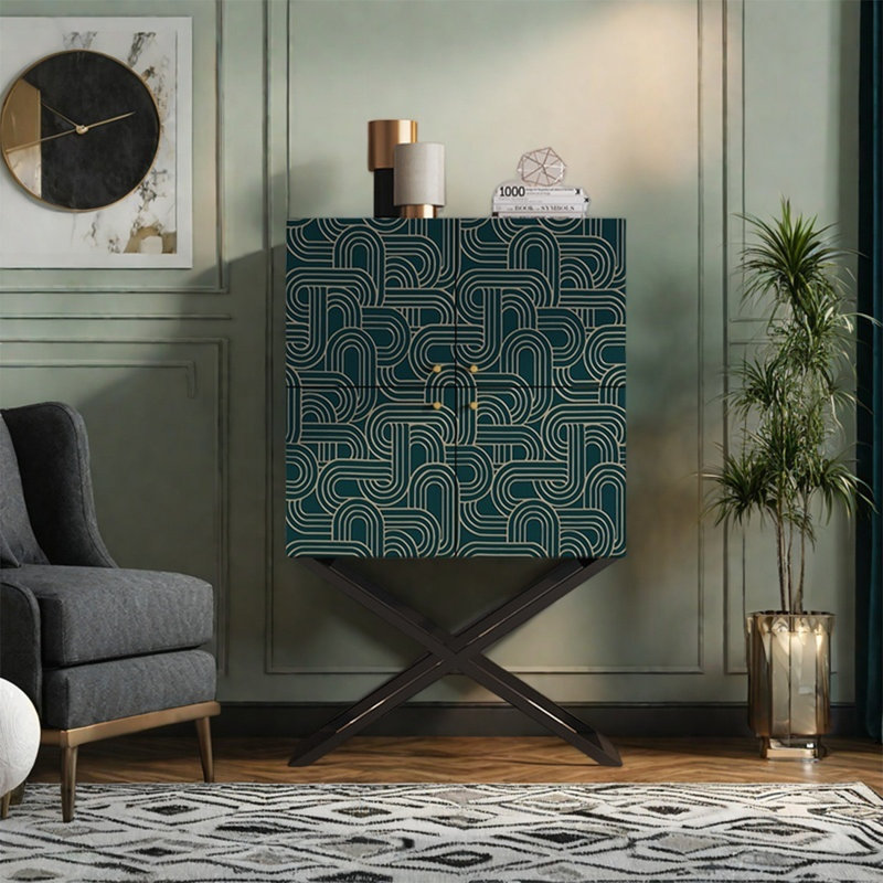 Modern Walnut Cabinet with Spacious Storage, Black