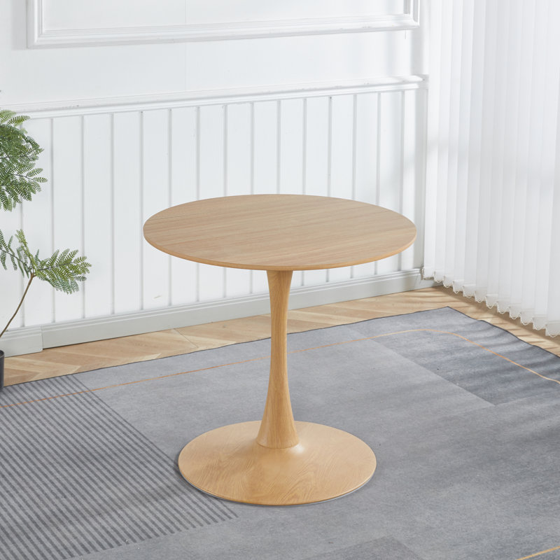 Table de salle à manger 31,5 "Mid-Century avec plateau en MDF et tulipe, Bois naturel, Bois naturel