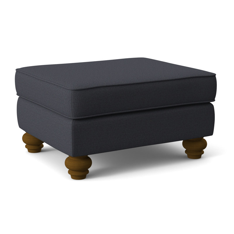Lowell Ottoman, Havana Finish, White Performance Fabric; 0851-94