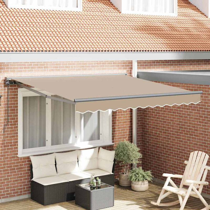 Brayden Studio Retractable Door / Window Awning, Beige/Anthracite, 350 cm W x 250 cm D