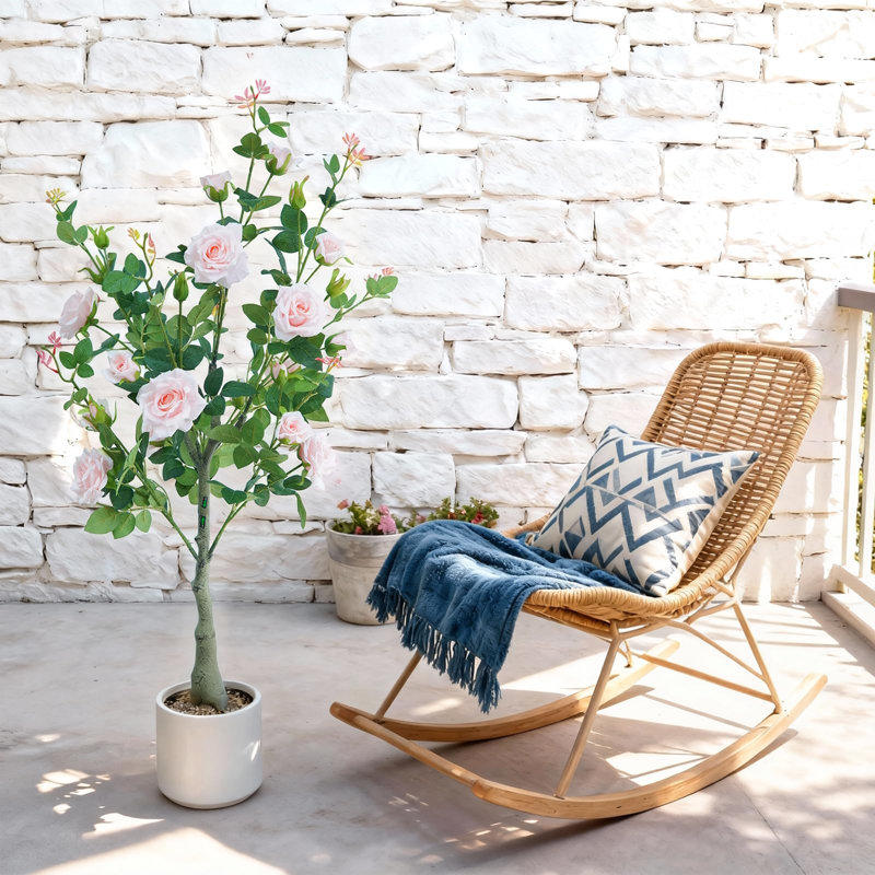 2-Pack 4FT Artificial Rose Tree – Realistic Faux Flower, Maintenance-Free & UV Resistant, Modern Home Decor Centerpiece – Eco-Friendly