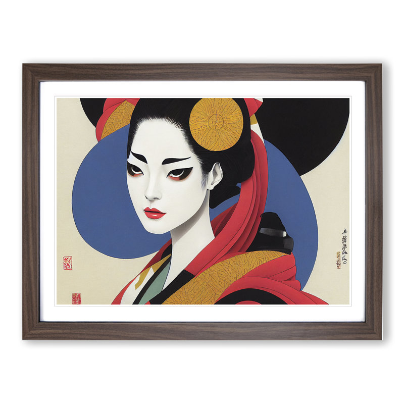 Spirited Geisha - Framed Print, Walnut, 46cm H x 64cm W x 2cm D