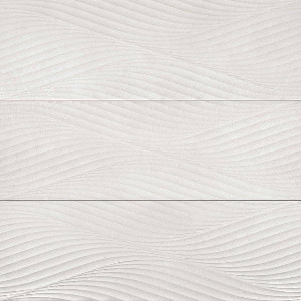 Donna 13" x 40" Matte Wave Deco Ceramic Tile in Silver
