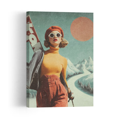 «Skiing Adventure Classic Elegant Retro Mountain Winter», impression murale