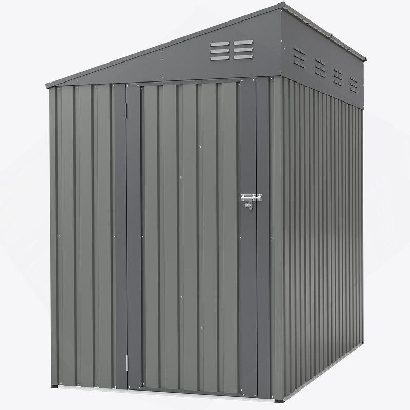 Remise adossée, remise en acier pour outils de jardin, vélos, Gris