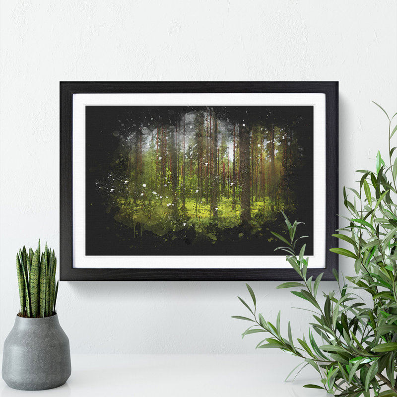 Green Forest Vol.1 - Picture Frame Graphic Art, 27cm H x 36cm W x 2cm D, Black Framed